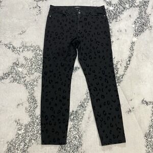 DKNY Jeans Womens Size 32 14 Black Leopard Print Skinny Stretch Denim Pants